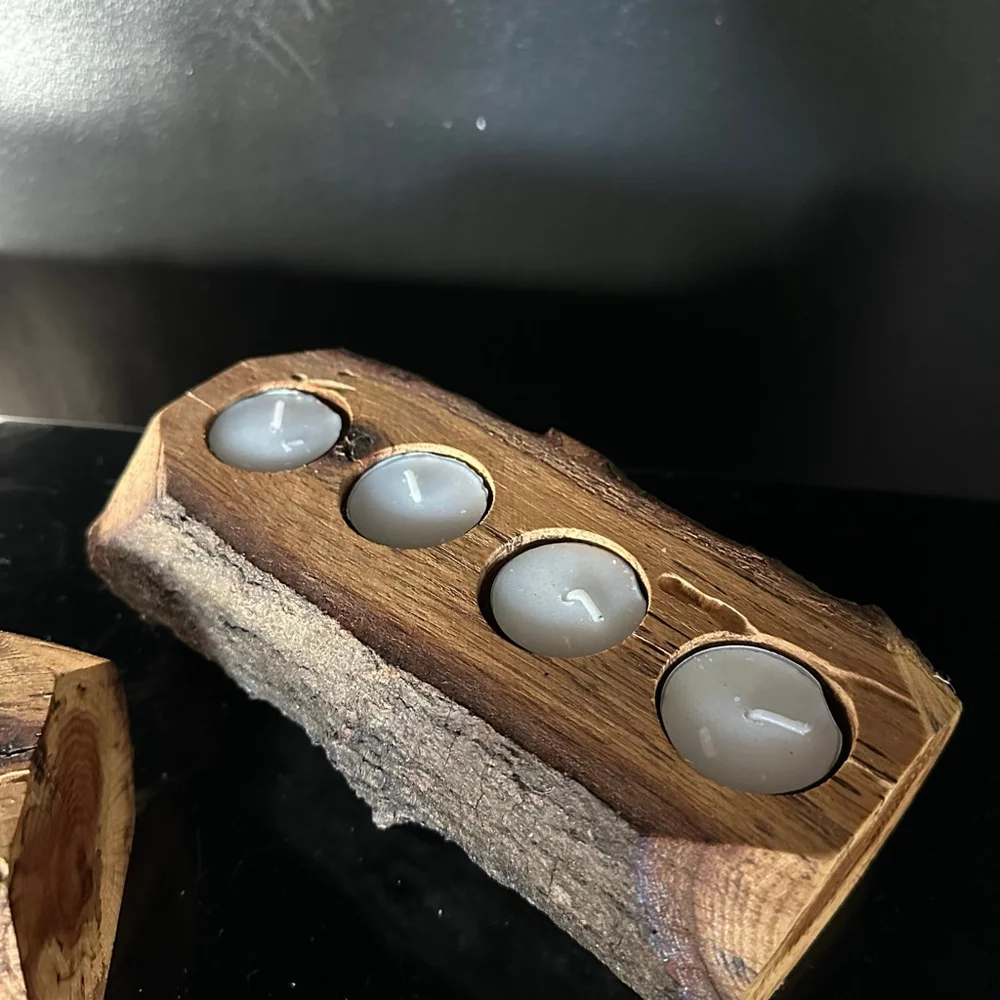 Wood Forest log Candle Holders